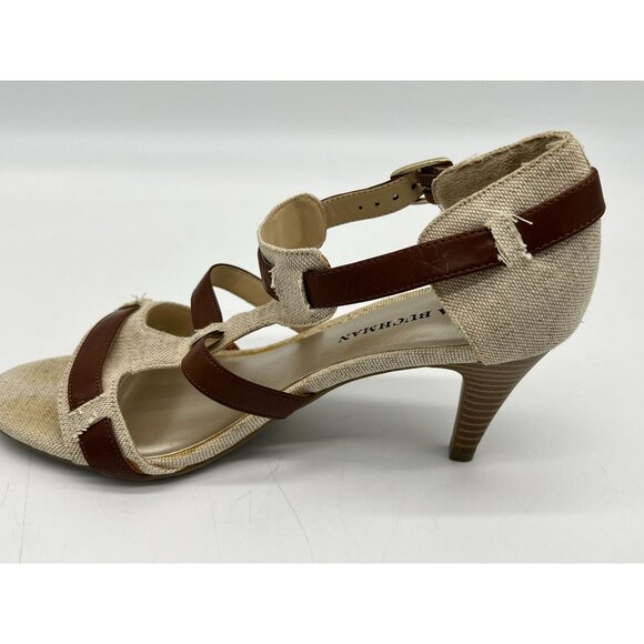 Dana Buchman Womens Strappy Heeled Sandals Size 8M Beige Canvas Buckle Open Toe - Picture 9 of 16